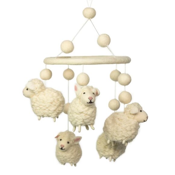 Handmade Felt Mobile - White Sheep - Picture 1 of 1